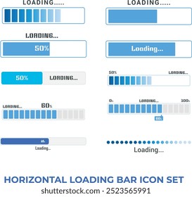 Horizontal loading bar icon set progress bar