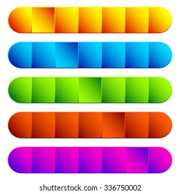 Horizontal loading, progress bar templates. Colorful design elements.