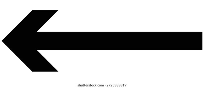 Horizontal long black straight arrow icon. Long black arrow left direction isolated . Vector of trendy long arrow pointing left in flat style. 