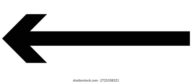 Horizontal long black straight arrow icon. Long black arrow left direction isolated . Vector of trendy long arrow pointing left in flat style. 