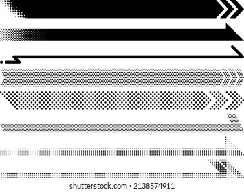 
Horizontal long frame set with right pointing arrows