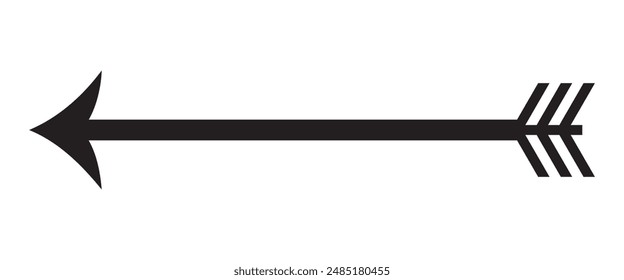 Horizontal long straight arrow sign. Black pointer, left pointing arrow icon isolated on white background. EPS 10.