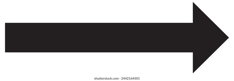 Horizontal long straight arrow signs. Black pointer, direction, position symbol and double arrow icon isolated on white background. 