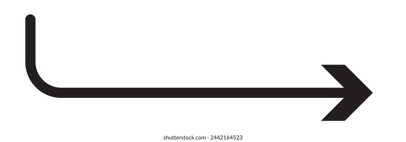 Horizontal long straight arrow signs. Black pointer, direction, position symbol and double arrow icon isolated on white background. 