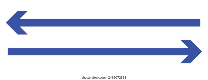 Horizontal long straight arrow signs. Black pointer, direction, position symbol design and double arrow icon isolated on white background EPS10