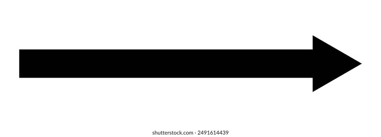 Horizontal long straight arrow signs. Black pointer, direction, position symbol and double arrow icon isolated on white background. Vector Illustration