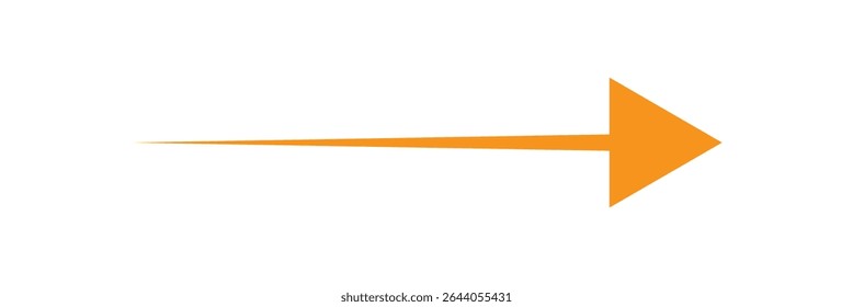 Horizontal long straight arrow signs. Orange pointer, direction, position symbol and double arrow icon isolated on white background. Vector Illustration.