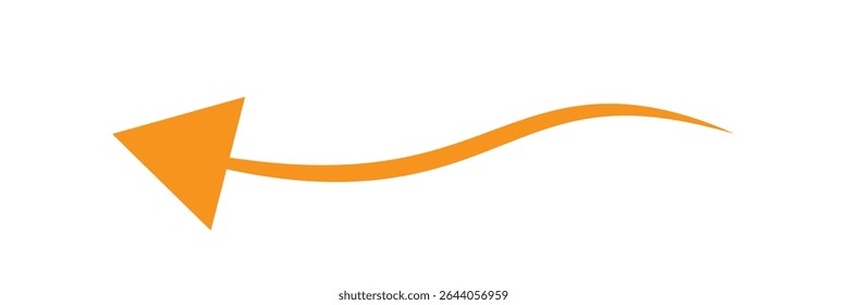 Horizontal long straight arrow signs. Orange pointer, direction, position symbol and double arrow icon isolated on white background. Vector Illustration.