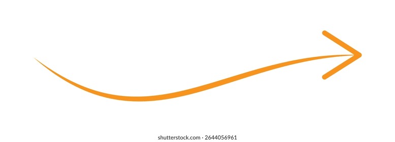 Horizontal long straight arrow signs. Orange pointer, direction, position symbol and double arrow icon isolated on white background. Vector Illustration.