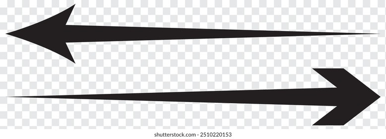 Horizontal long straight  Zig Zag arrow signs. pointer, direction symbol and double arrow icon isolated on white background. Vector Illustration. Eps 10.