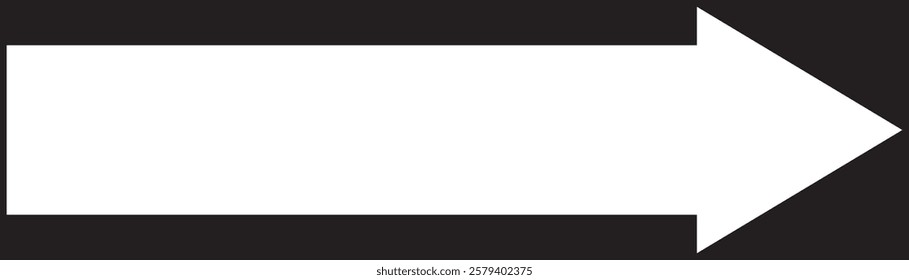 Horizontal long White straight arrow icon. Long arrow. White pointing right. White large arrow pointing right. Bold thine long arrow. Vector illustration. Eps 10.