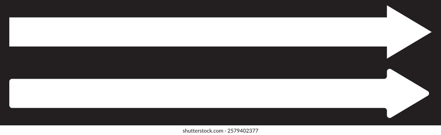 Horizontal long White straight arrow icon. Long arrow. White pointing right. White large arrow pointing right. Bold thine long arrow. Vector illustration. Eps 10.