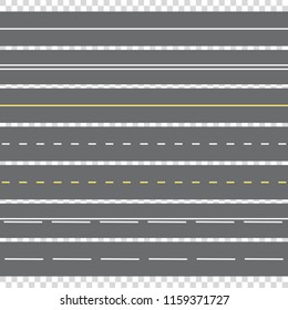 Horizontal marking of the road with two-way traffic.View from above.
 Vector illustration.