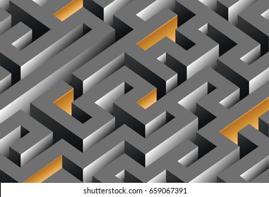Horizontal Maze illustration isometric projection Vector