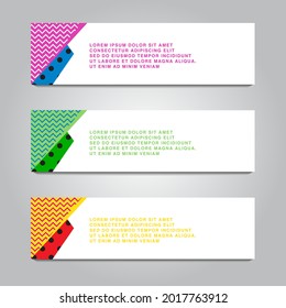 Diseños horizontales de banners web de Mempis. Ilustración vectorial