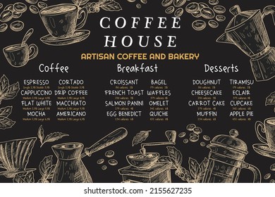 Horizontal Menu Template With Coffee