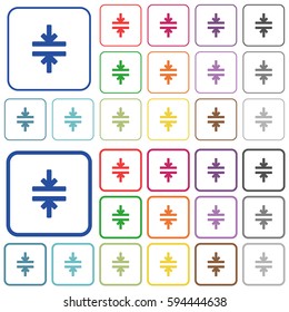 Horizontal merge color flat icons in rounded square frames. Thin and thick versions included.