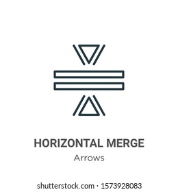 Horizontal merge outline vector icon. Thin line black horizontal merge icon, flat vector simple element illustration from editable arrows concept isolated on white background