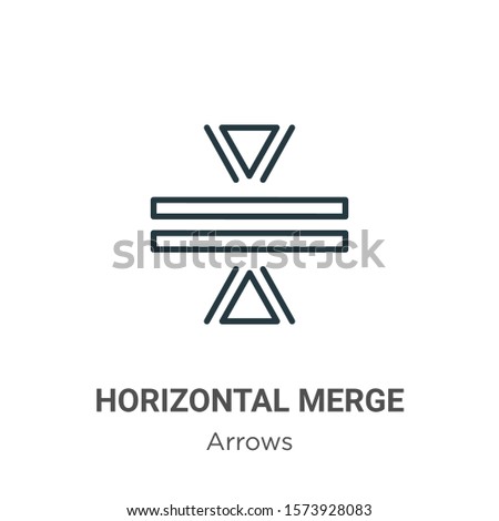 Horizontal merge outline vector icon. Thin line black horizontal merge icon, flat vector simple element illustration from editable arrows concept isolated on white background