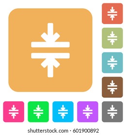 Horizontal merge tool flat icons on rounded square vivid color backgrounds.