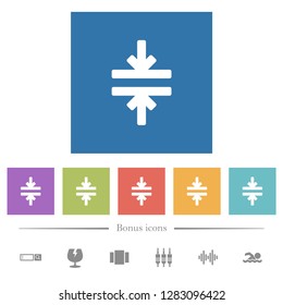 Horizontal merge tool flat white icons in square backgrounds. 6 bonus icons included.