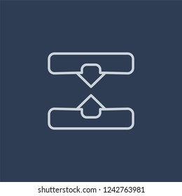 Horizontal merger icon. Trendy flat vector line Horizontal merger icon on dark blue background from Business  collection. 