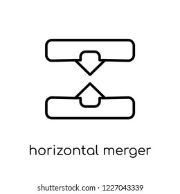 Horizontal merger icon. Trendy modern flat linear vector Horizontal merger icon on white background from thin line Business collection, editable outline stroke vector illustration
