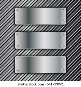 Horizontal metal banners. Metallic background. Abstract vector illustration