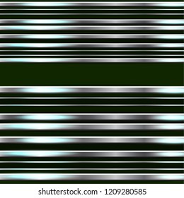 Horizontal metal stripes on a dark background. Polished texture, chrome, silver, steel, aluminum. Design concept. Vector illustration