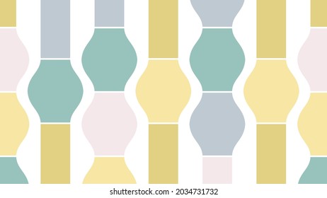 Banner geométrico horizontal minimalista. Antecedentes para negocios, portada de libros, folleto, publicidad. Ilustración colorida en bucle aislada en blanco. Formas y rectángulos convexos ondulados.