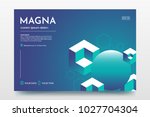 Horizontal minimalistic poster with isometric cubes and place for text. Abstract colorful isometric background. Use for party invitation, presentation, conference invite, avertising, web page, flyer.