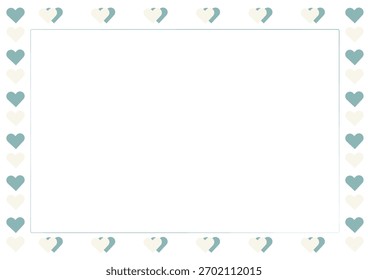Ilustración de marco de borde de corazón lindo blanco y menta Horizontal