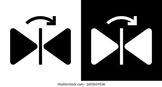 Horizontal Mirror Sign. Flip Shape. Glyph Icon in White and Black Version.