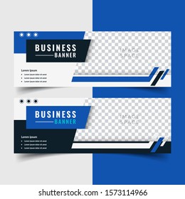 Horizontal modern business banners with image space. Editable Professional blue brochure, flyer, billboard template design landscape orientation for business, education, school, presentation, website.