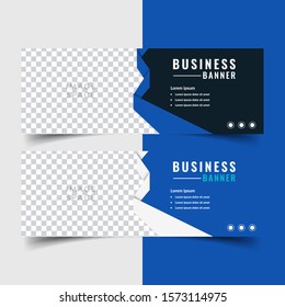 Horizontal modern business banners with image space. Editable Professional blue brochure, flyer, billboard template design landscape orientation for business, education, school, presentation, website.