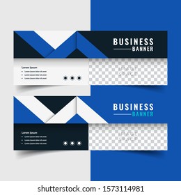 Horizontal modern business banners with image space. Editable Professional blue brochure, flyer, billboard template design landscape orientation for business, education, school, presentation, website.