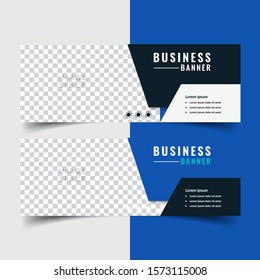 Horizontal modern business banners with image space. Editable Professional blue brochure, flyer, billboard template design landscape orientation for business, education, school, presentation, website.