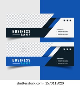 Horizontal modern business banners with image space. Editable Professional blue brochure, flyer, billboard template design landscape orientation for business, education, school, presentation, website.