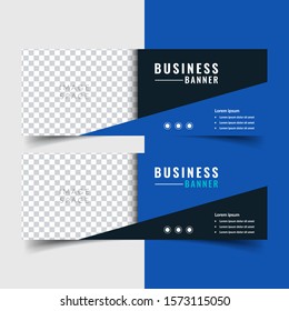 Horizontal modern business banners with image space. Editable Professional blue brochure, flyer, billboard template design landscape orientation for business, education, school, presentation, website.