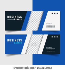 Horizontal modern business banners with image space. Editable Professional blue brochure, flyer, billboard template design landscape orientation for business, education, school, presentation, website.