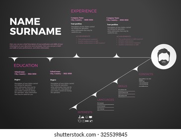 horizontal modern cv resume template with timeline