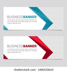 Horizontal modern white banner with space shapes for a photo. Design template for a web site with text. Can be use for social media cover, header, or presentation template.