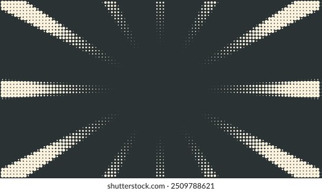 Horizontal monochrome dark background in pop art style. Template for comic style design. Halftone rays. Vector graphics.