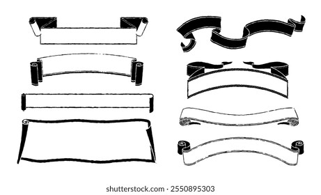 Horizontal conjunto de etiquetas de diseño retro monocromo. Son datos de Vector que son fáciles de editar.