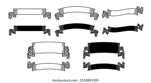 Horizontal monochrome retro design label set.It is vector data that is easy to edit.