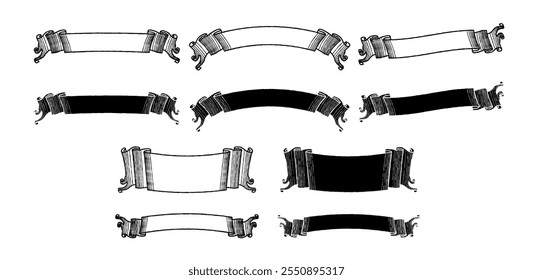 Horizontal monochrome retro design label set.It is vector data that is easy to edit.