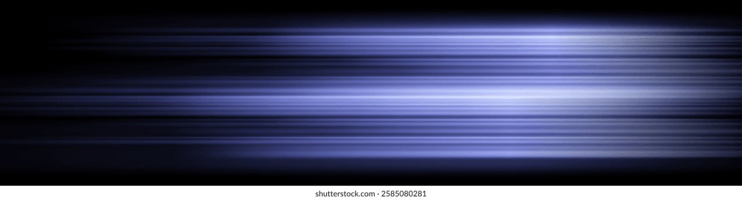 Horizontal motion blur with warm blue hues on a dark background. The glowing streaks sense of speed, energy, and futuristic motion