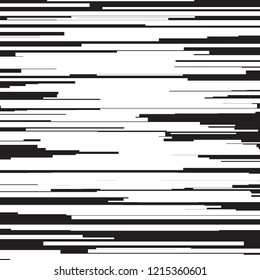 Horizontal motion lines for comic books. Black and white vector background