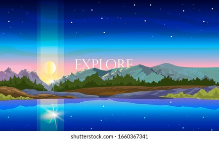 森 湖 夜 のイラスト素材 画像 ベクター画像 Shutterstock