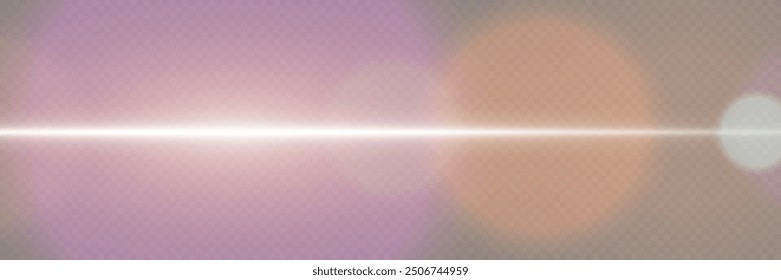 Horizontal movement of glare. Lens and flash effect. On a transparent background.